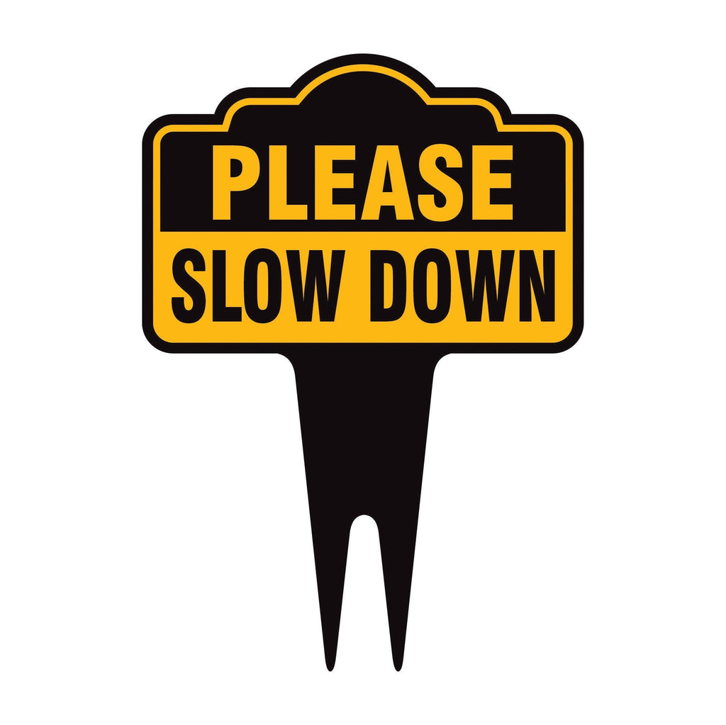 Please Slow Down Yard Sign 10” x 14” - Rust-free Aluminum Slow Down Sign for Lawn, Please Slow Down Sign with Integrated Stake