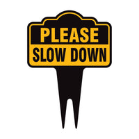 Please Slow Down Yard Sign 10” x 14” - Rust-free Aluminum Slow Down Sign for Lawn, Please Slow Down Sign with Integrated Stake