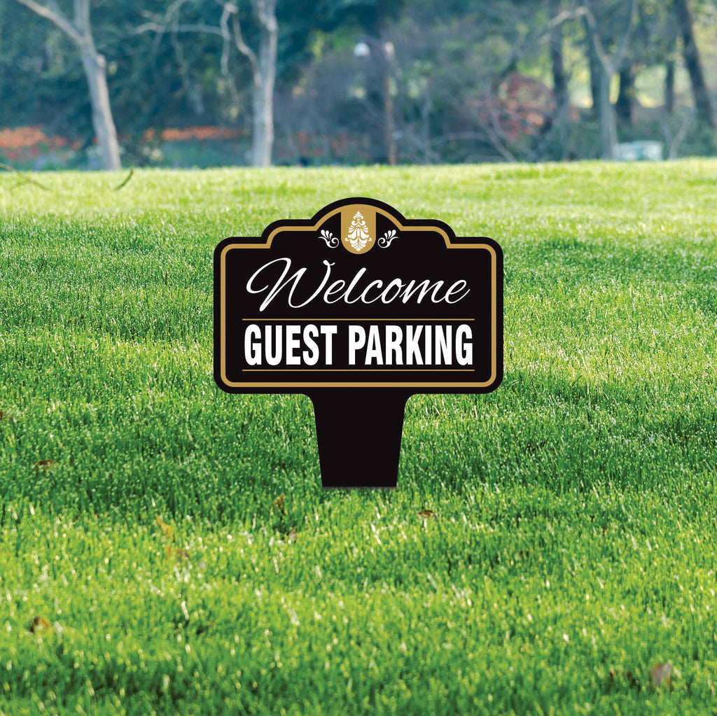 Guest Parking Only Yard Sign 10” x 14” - Rust-free Aluminum Guest Parking Sign for Lawn, Parking Yard Sign with Integrated Stake
