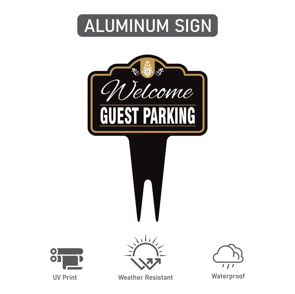 Guest Parking Only Yard Sign 10” x 14” - Rust-free Aluminum Guest Parking Sign for Lawn, Parking Yard Sign with Integrated Stake