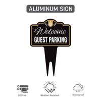 Guest Parking Only Yard Sign 10” x 14” - Rust-free Aluminum Guest Parking Sign for Lawn, Parking Yard Sign with Integrated Stake