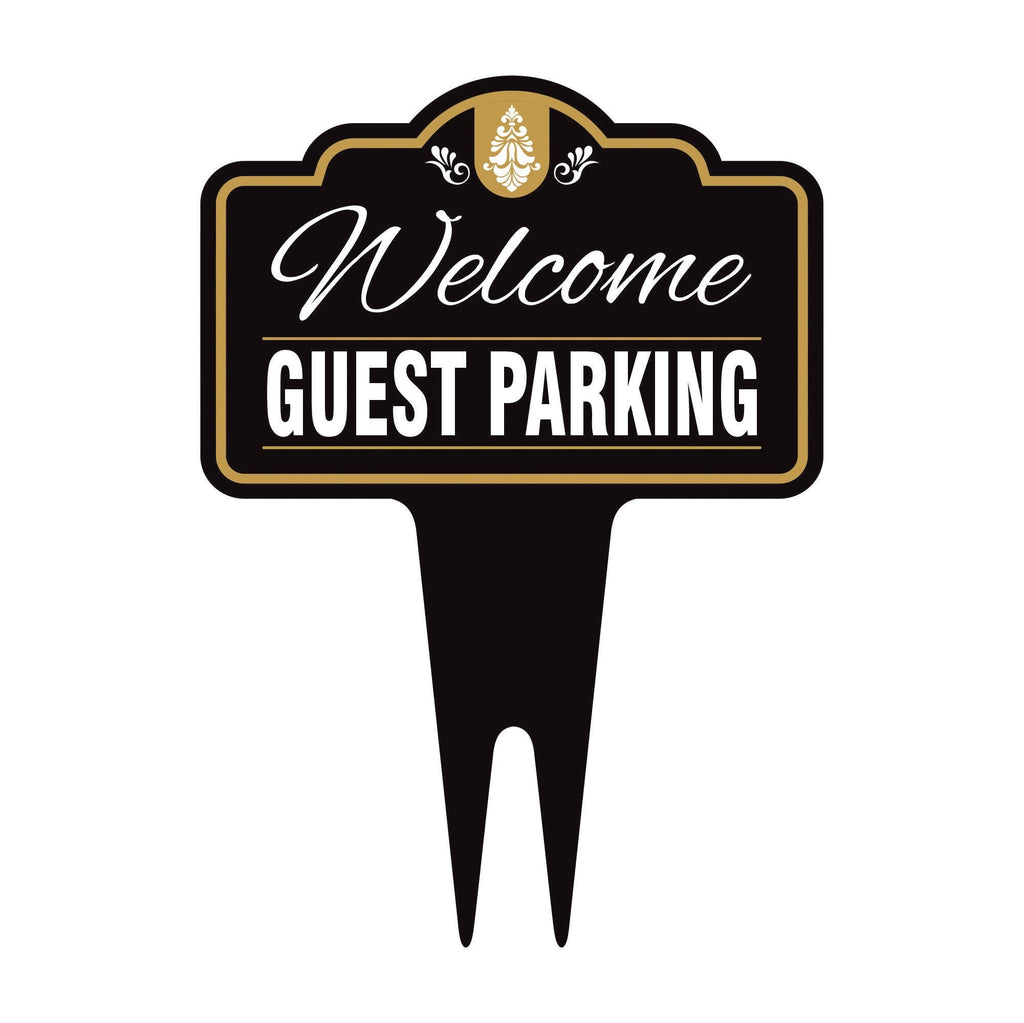 Guest Parking Only Yard Sign 10” x 14” - Rust-free Aluminum Guest Parking Sign for Lawn, Parking Yard Sign with Integrated Stake