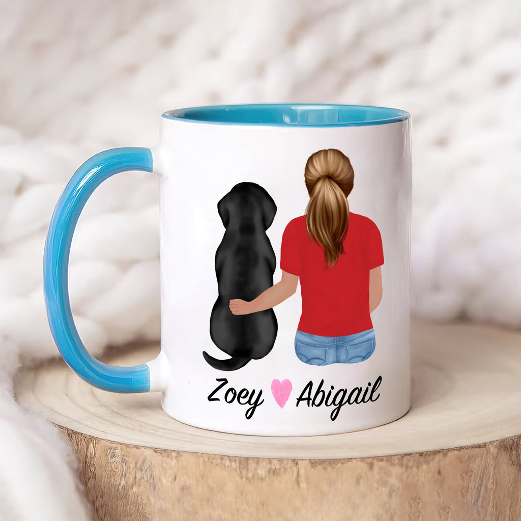 Black Lab Dog Mom Coffee Mug, Custom Dog Mum Portrait Mug, Personalized Pet Gift, Girl & Dog Mug, Dog Owner Gift, Dog Mama, Dog Mug Gift