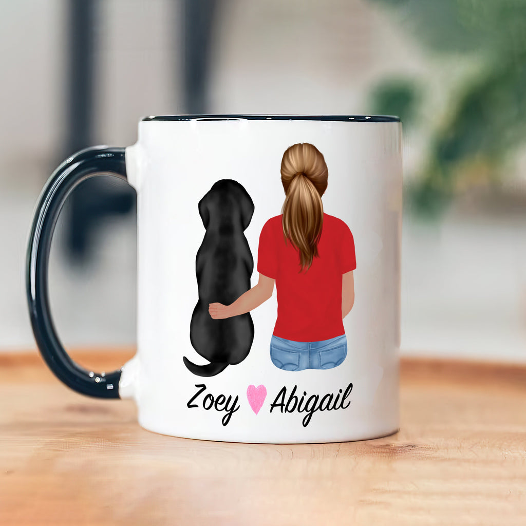 Black Lab Dog Mom Coffee Mug, Custom Dog Mum Portrait Mug, Personalized Pet Gift, Girl & Dog Mug, Dog Owner Gift, Dog Mama, Dog Mug Gift