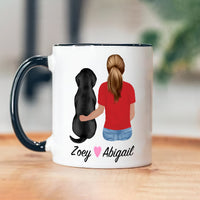 Black Lab Dog Mom Coffee Mug, Custom Dog Mum Portrait Mug, Personalized Pet Gift, Girl & Dog Mug, Dog Owner Gift, Dog Mama, Dog Mug Gift