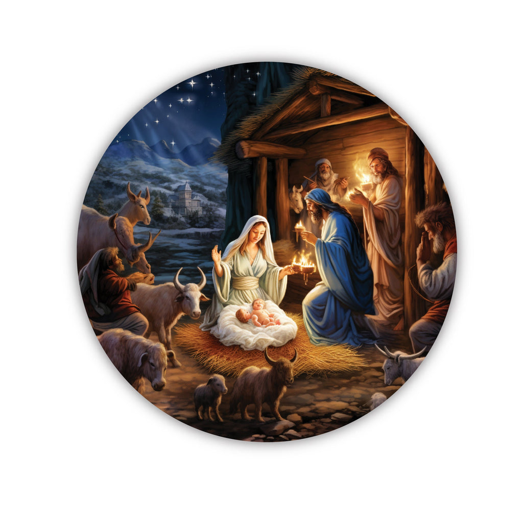 Christmas Nativity Wreath Metal Sign - Unique Holiday Gift And Easter Decor, Durable Aluminum Religious Art for Home And Church
