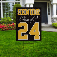 Senior Graduation Yard Sign 2024 - Coroplast Grad Sign, Class Of 2024 Seniors 23 Sign, Graduation 2024 Yard Sign with Metal H-Stake