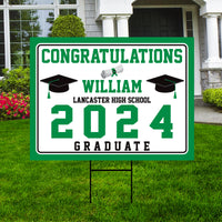 Custom Graduation Yard Sign 2024 - Coroplast Grad Sign, Class of 2024 Sign, High School College Graduation 2024 Yard Sign with Metal H-Stake