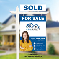 Custom Aluminum Real Estate Sign Panel & Rider - 18” X 24” Thick Sign With Holes for Hanging, for Sale, Open House, Realtor Sign