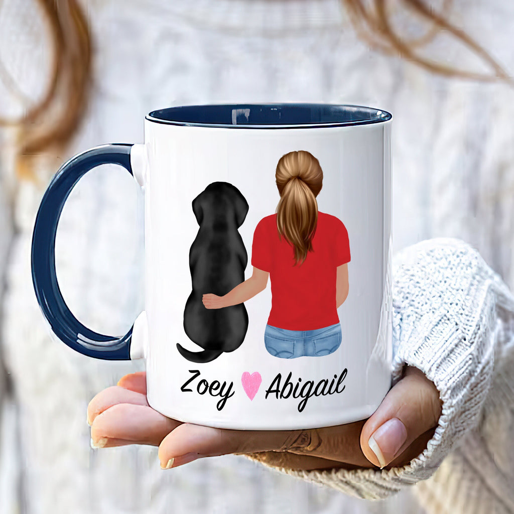 Black Lab Dog Mom Coffee Mug, Custom Dog Mum Portrait Mug, Personalized Pet Gift, Girl & Dog Mug, Dog Owner Gift, Dog Mama, Dog Mug Gift