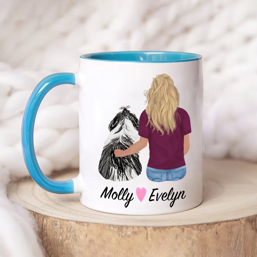 Maltese Shih Tzu Mom Coffee Mug, Custom Dog Mum Portrait Mug, Personalized Pet Gift, Girl & Dog Mug, Dog Owner Gift, Dog Mama, Dog Mug Gift