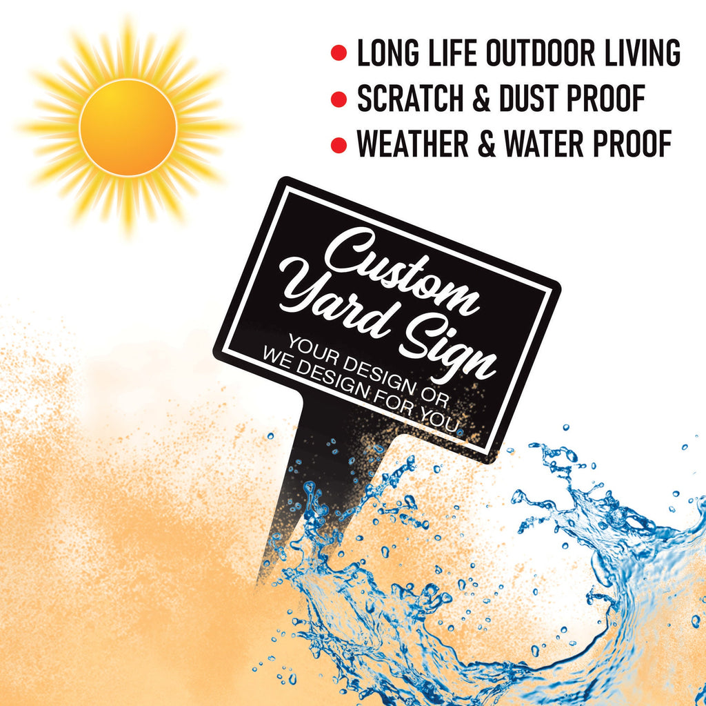 Custom Aluminum Yard Sign 10” x 14”, Rust-free Personalized Metal Signage for Lawn, Customizable for Any Use Yard Sign with Integrated Stake
