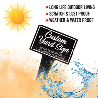 Custom Aluminum Yard Sign 10” x 14”, Rust-free Personalized Metal Signage for Lawn, Customizable for Any Use Yard Sign with Integrated Stake