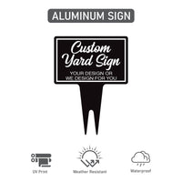 Custom Aluminum Yard Sign 10” x 14”, Rust-free Personalized Metal Signage for Lawn, Customizable for Any Use Yard Sign with Integrated Stake