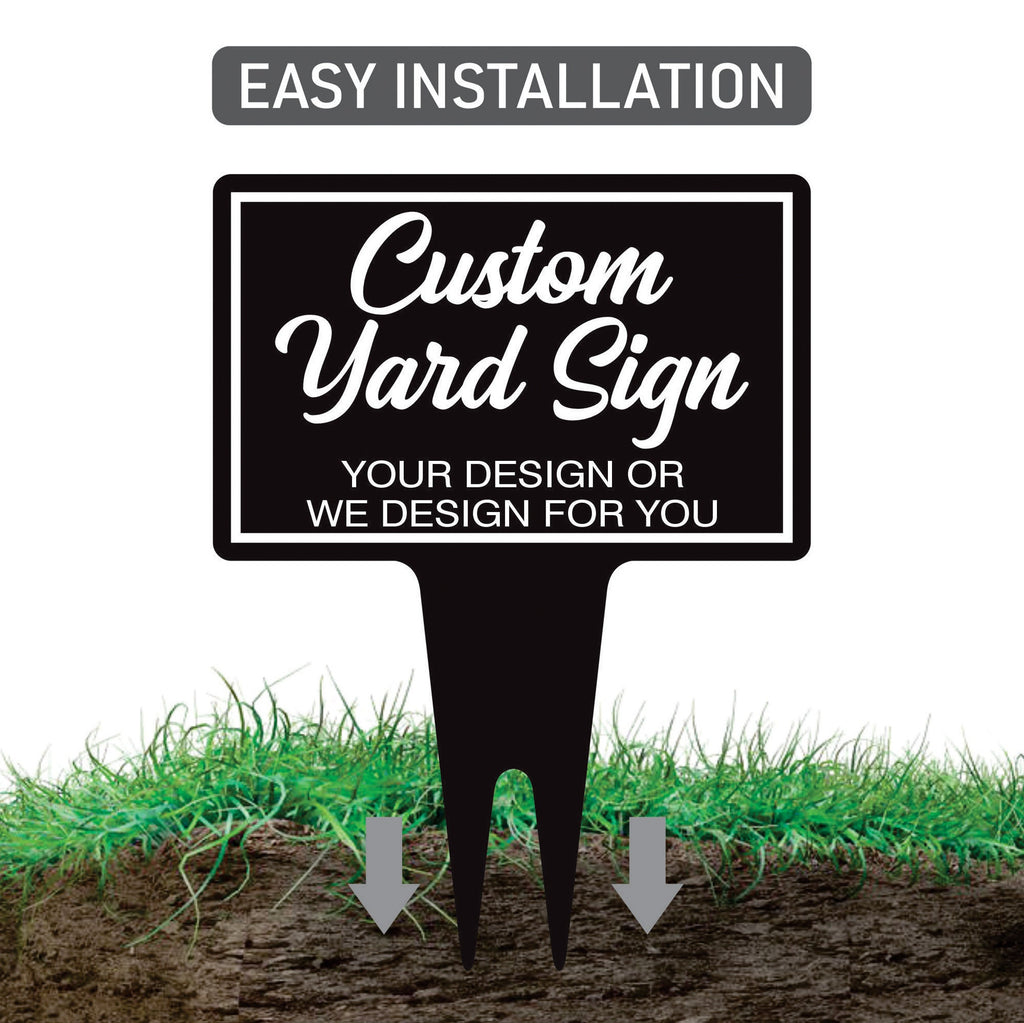 Custom Aluminum Yard Sign 10” x 14”, Rust-free Personalized Metal Signage for Lawn, Customizable for Any Use Yard Sign with Integrated Stake