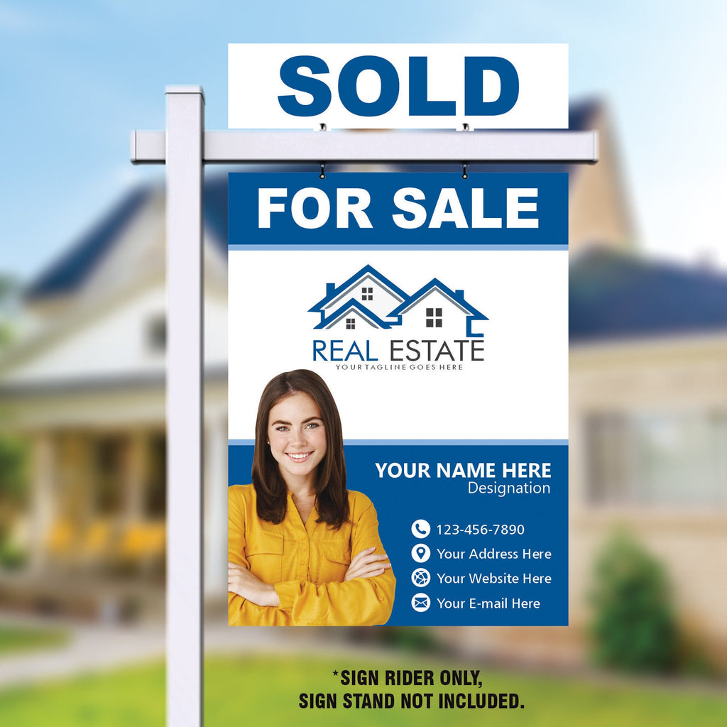 Custom Aluminum Real Estate Sign Panel & Rider - 18” X 24” Thick Sign With Holes for Hanging, for Sale, Open House, Realtor Sign
