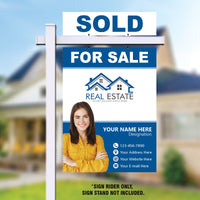 Custom Aluminum Real Estate Sign Panel & Rider - 18” X 24” Thick Sign With Holes for Hanging, for Sale, Open House, Realtor Sign