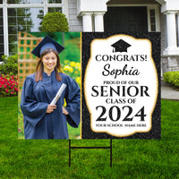 Personalized Graduation Yard Sign 2024 with Photo - Grad Sign, Class of 2024, Custom Graduation 2024 Yard Sign with Metal H-Stake