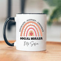 Personalized Social Work Mug, Custom Name Rainbow Social Worker Coffee Mug, Social Worker Life, Social Worker Gift, Appreciation Gift