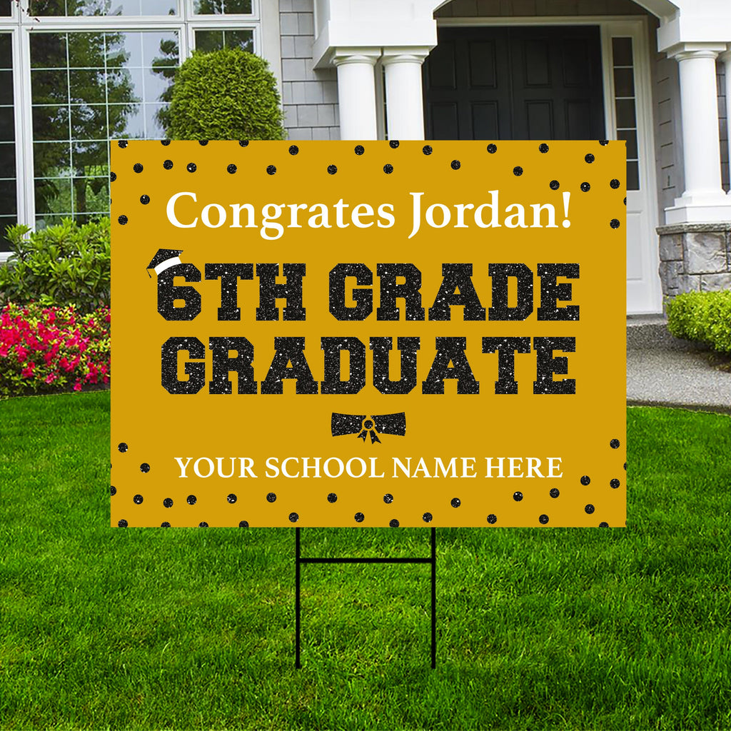 Personalized Elementary Graduation Yard Sign 2025, Middle School Graduate, Class of 2025, Custom Graduation Yard Sign with Metal H-Stake