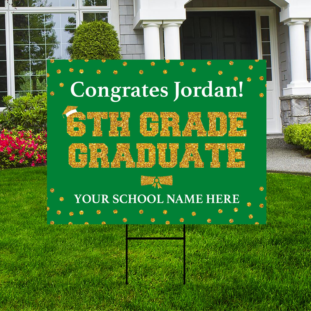 Personalized Elementary Graduation Yard Sign 2025, Middle School Graduate, Class of 2025, Custom Graduation Yard Sign with Metal H-Stake