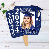 Custom Face Fans With Wooden Handle, Graduation Head, Grad Face Fans, Class of 2024 Head Fans, Graduation Faces on a Stick
