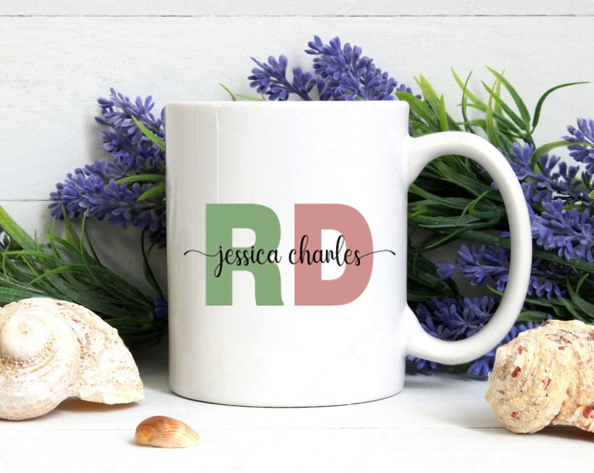 Personalized RD Mug, Custom Registered Dietitian Coffee Mug, Dietitian Graduation, Dietitian Grad Gift, Appreciation Gift, Dietitian Gifts