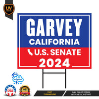 Steve Garvey US Senate Yard Sign - Coroplast US Senate Election California 2024 Race Red White & Blue Yard Sign with Metal H-Stake