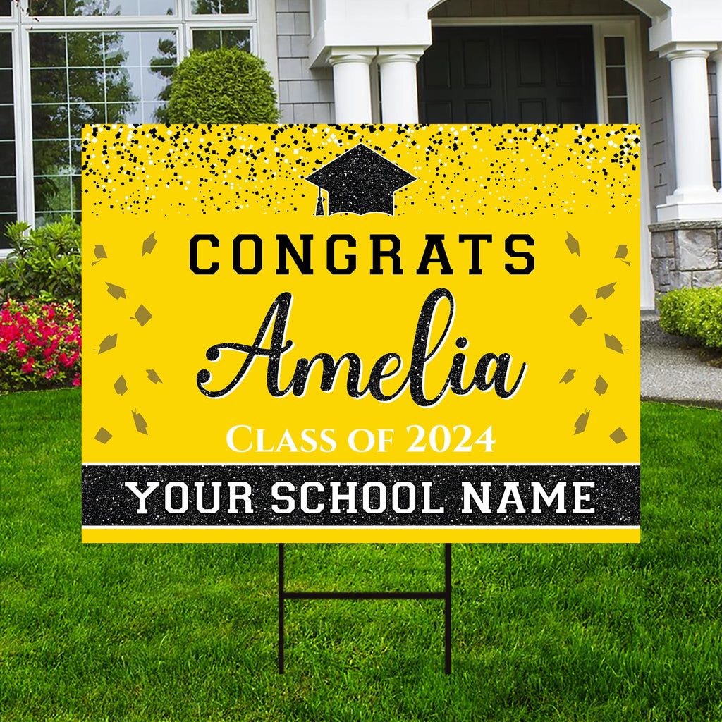 Personalized Graduation Yard Sign 2024, Graduate 2024, Senior Grad Sign, Class of 2024, Custom Graduation 2024 Yard Sign with Metal H-Stake