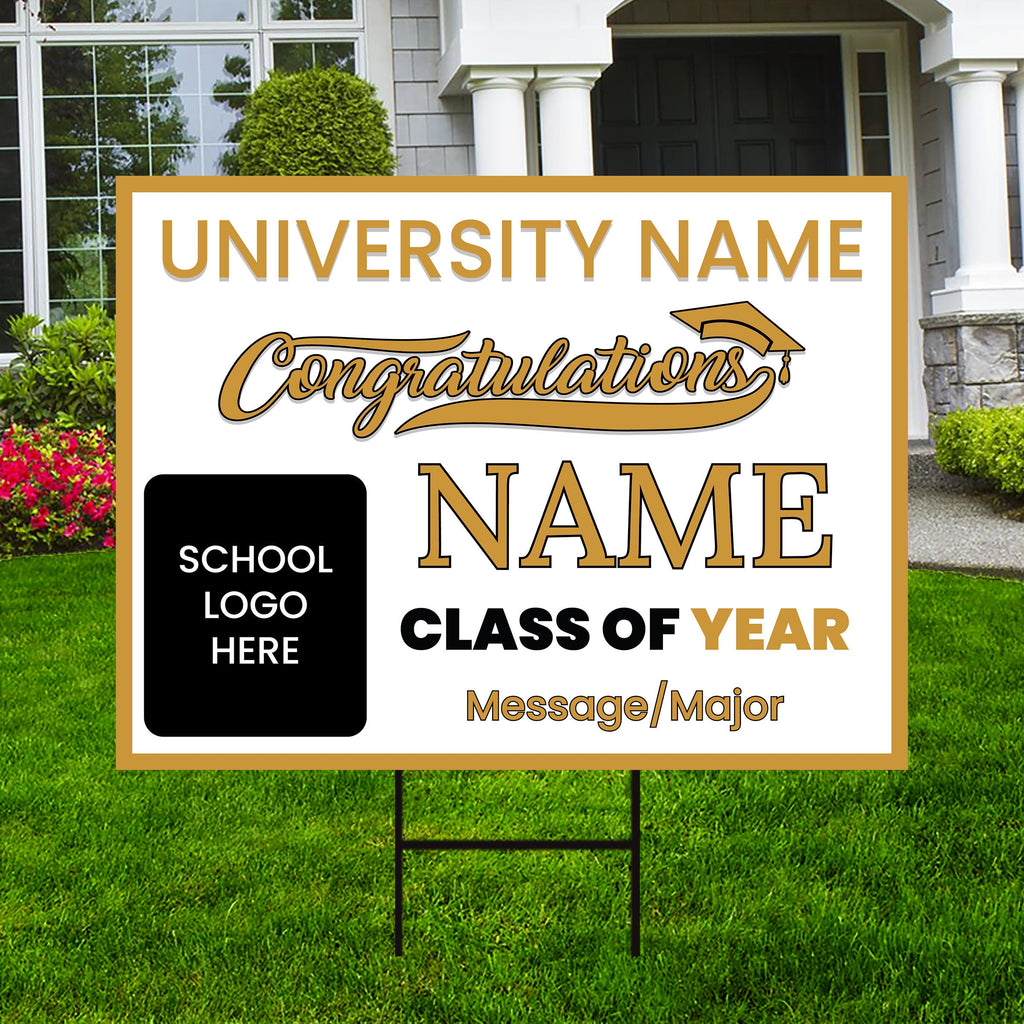 Personalized Graduation Yard Sign 2025, College Graduation Sign, Class of 2025, Custom High School Graduation Yard Sign with Metal H-Stake