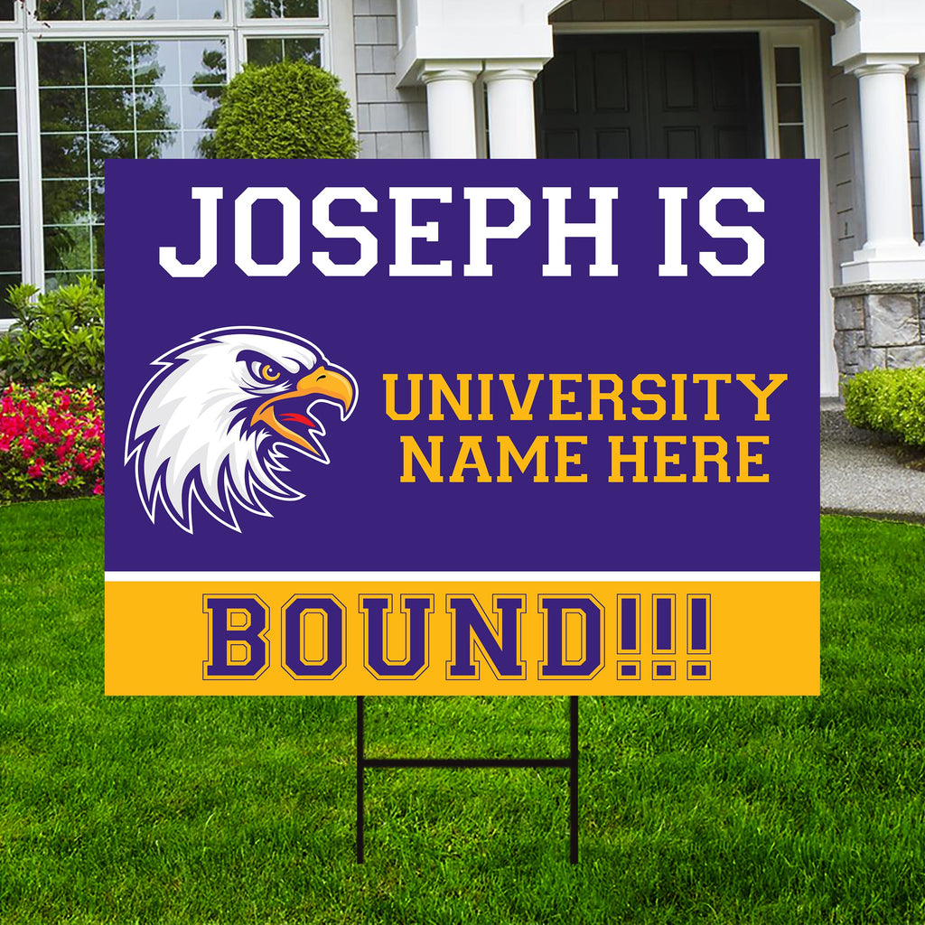 Personalized College Bound Yard Sign, College Logo Sign, Custom Graduate College University Bound Yard Sign with Metal H-Stake