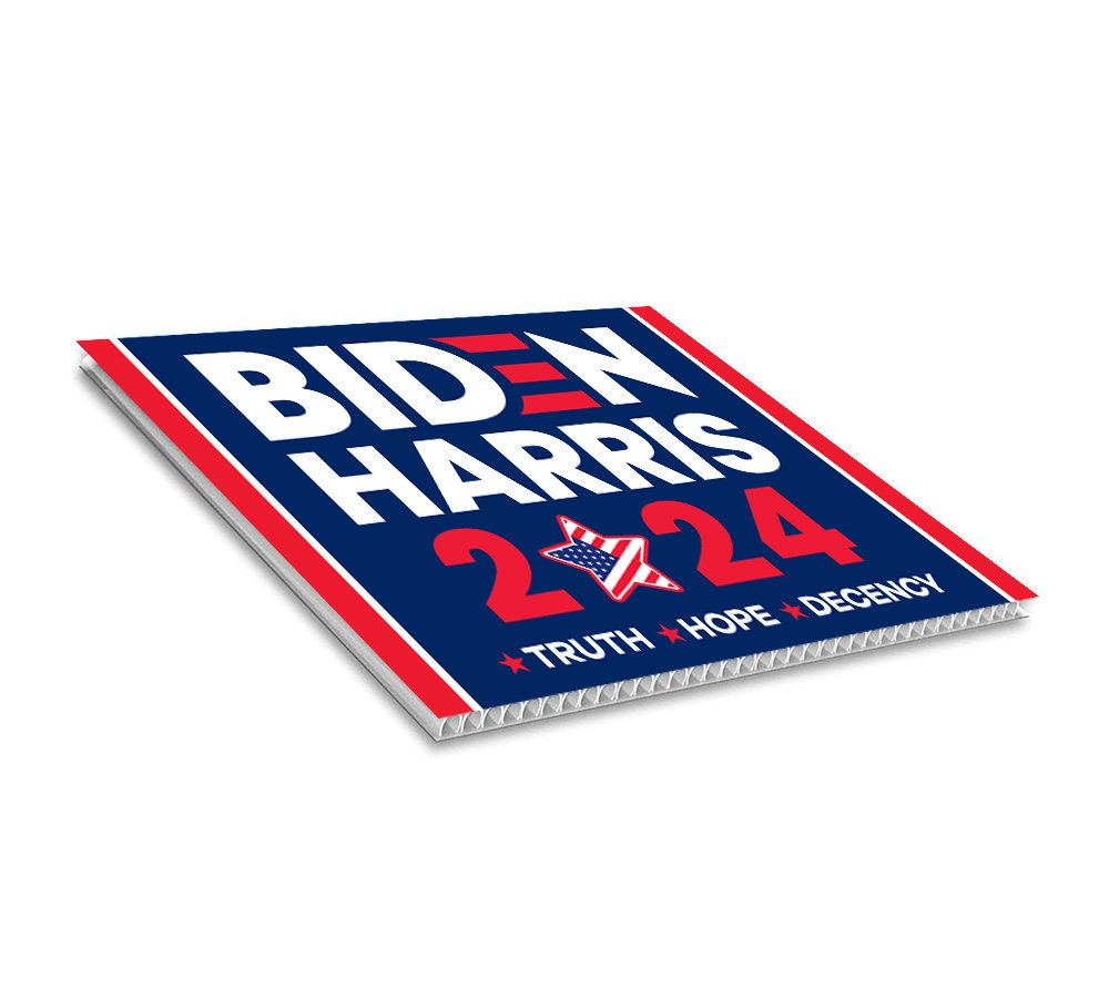 Biden Harris 2024 Yard Sign - Coroplast Joe Biden For President 2024 Lawn Sign, 2024 President Election Biden Signs with Metal H-Stake