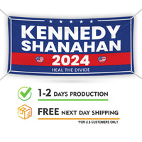 Kennedy Shanahan 2024 Banner Sign, 13 Oz RFK Jr. Election 2024 Banner, Robert F. Kennedy Jr. For President 2024 Banner With Metal Grommets