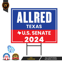 Colin Allred US Senate Yard Sign - Coroplast US Senate Election Colin Allred 2024 Race Red White & Blue Yard Sign with Metal H-Stake
