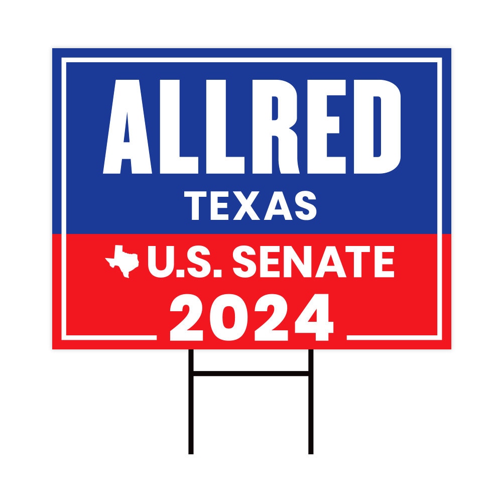 Colin Allred US Senate Yard Sign - Coroplast US Senate Election Colin Allred 2024 Race Red White & Blue Yard Sign with Metal H-Stake