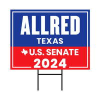 Colin Allred US Senate Yard Sign - Coroplast US Senate Election Colin Allred 2024 Race Red White & Blue Yard Sign with Metal H-Stake