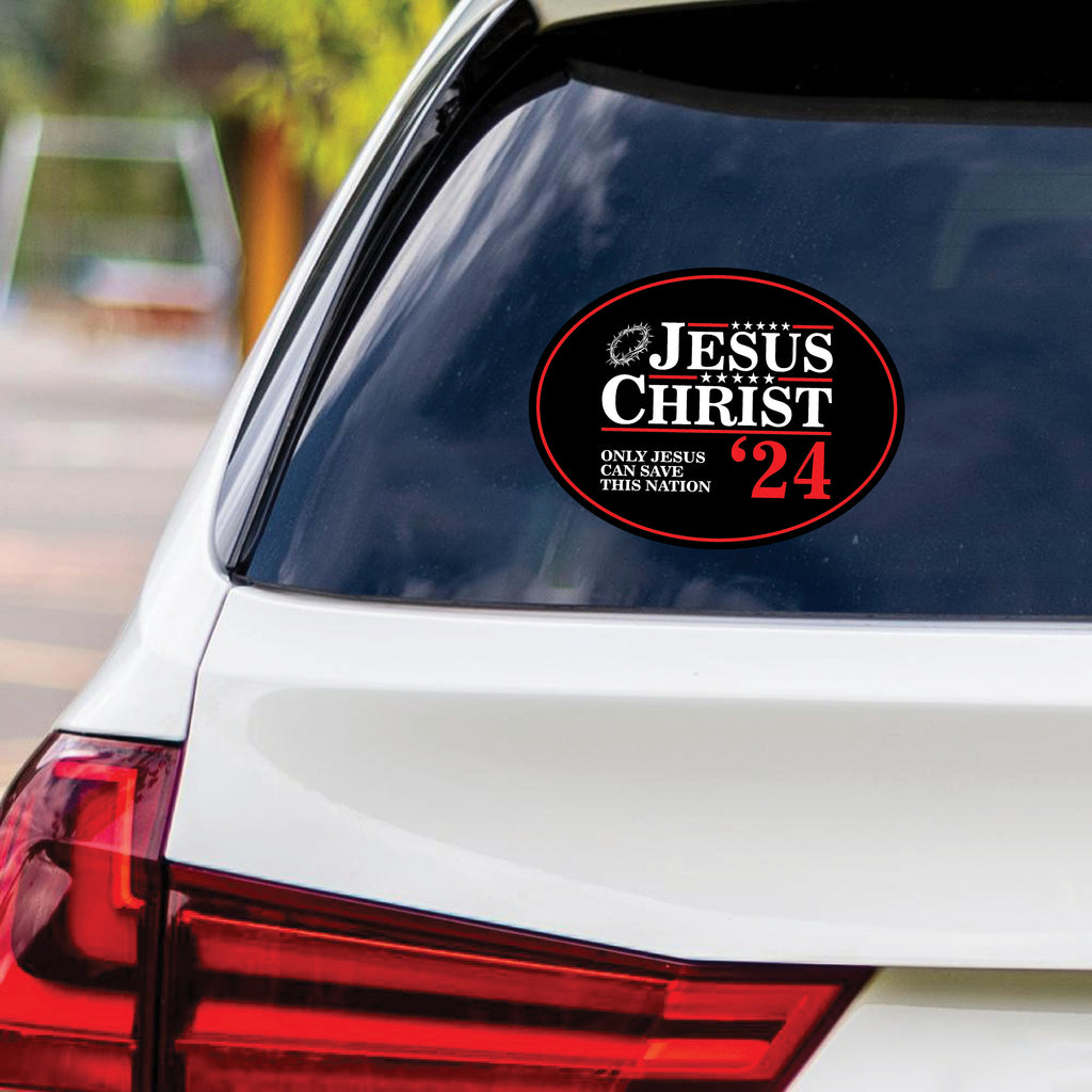 Jesus Christ 24 Only Jesus Can Save This Nation Sticker Vinyl Decal, Jesus 2024 Our Only Hope Bumper Sticker Decal - 6" x 4.5"