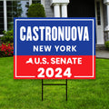 Cara Castronuova US Senate Yard Sign - Coroplast US Senate Election New York 2024 Race Red White & Blue Yard Sign with Metal H-Stake