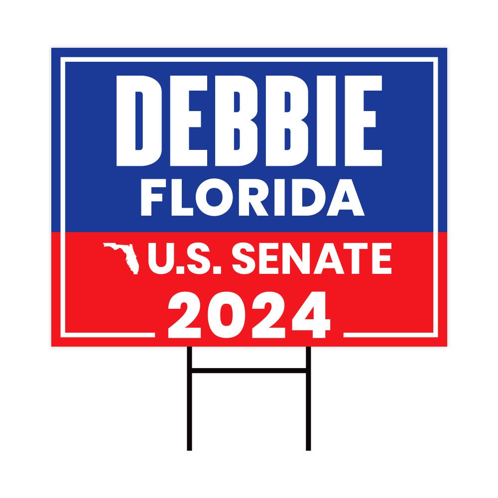 a blue and red sign that says debbie florida