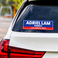 a sticker on the back of a white car