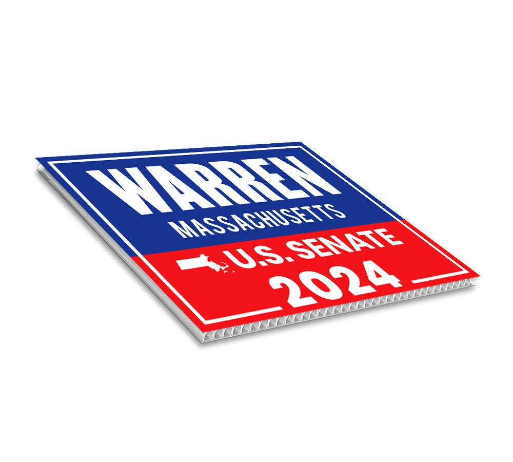 a red, white and blue sign with the words warrant on it