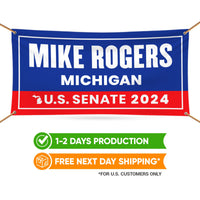 a banner with the name mike rogers michigan on it