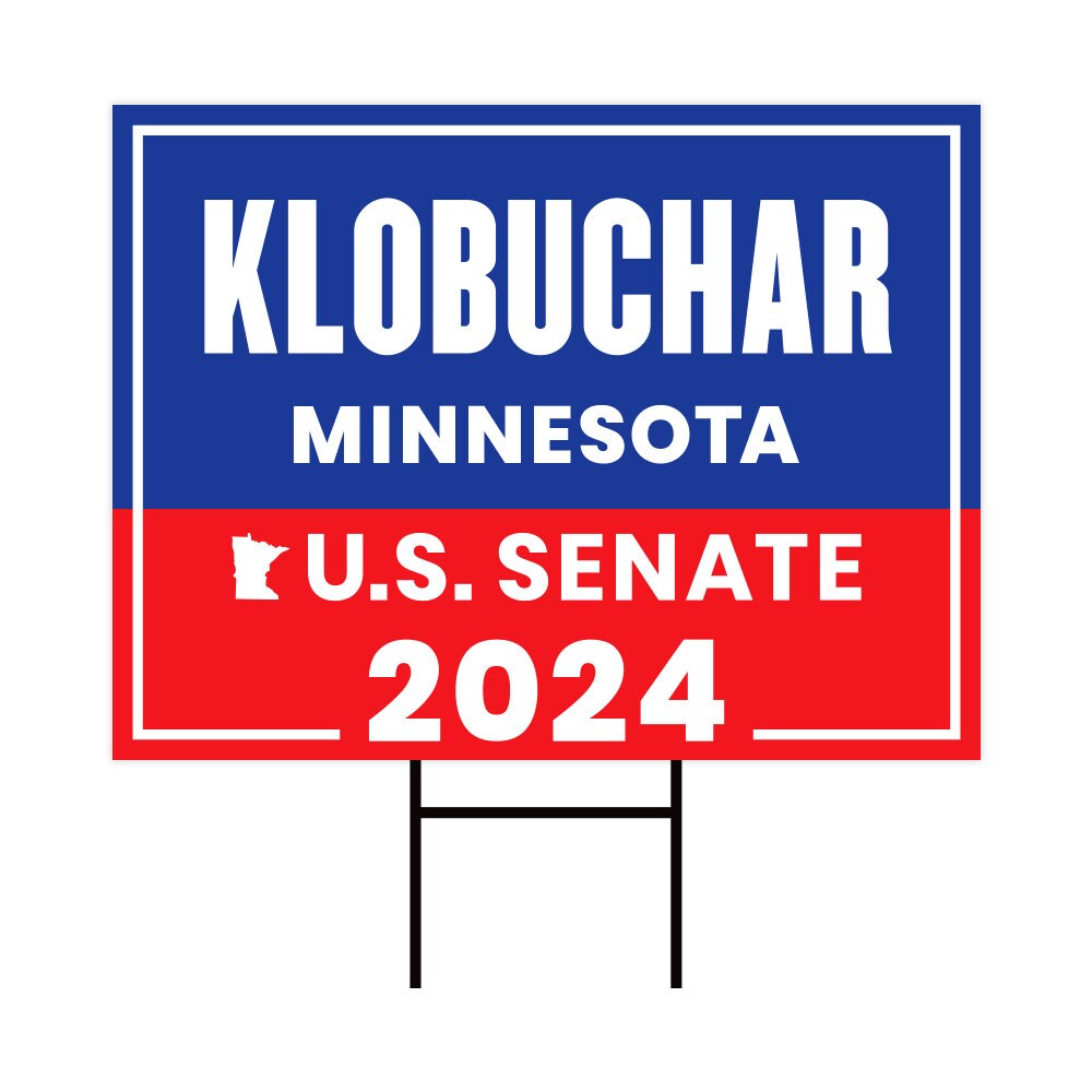 a blue and red sign that says klobochar minnesota and u s