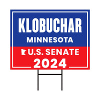 a blue and red sign that says klobochar minnesota and u s