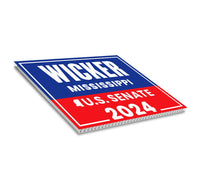 a red, white and blue sticker with the words wicker mississippi on it