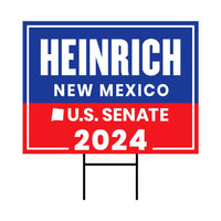 a red, white and blue sign that says heinrich new mexico
