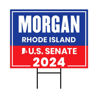a sign that says morgan rhode island and u s senate