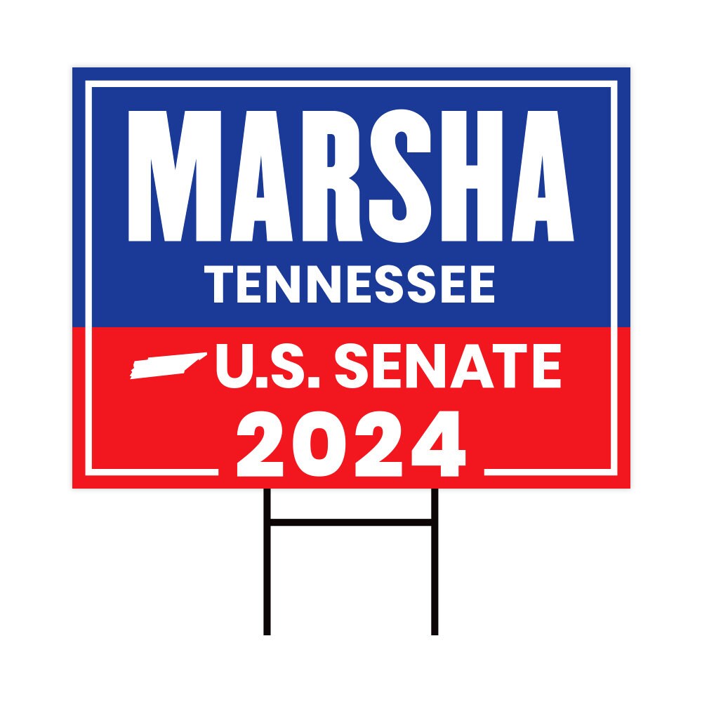 a red, white and blue sign with the words marsha tennessee and u s