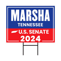 a red, white and blue sign with the words marsha tennessee and u s