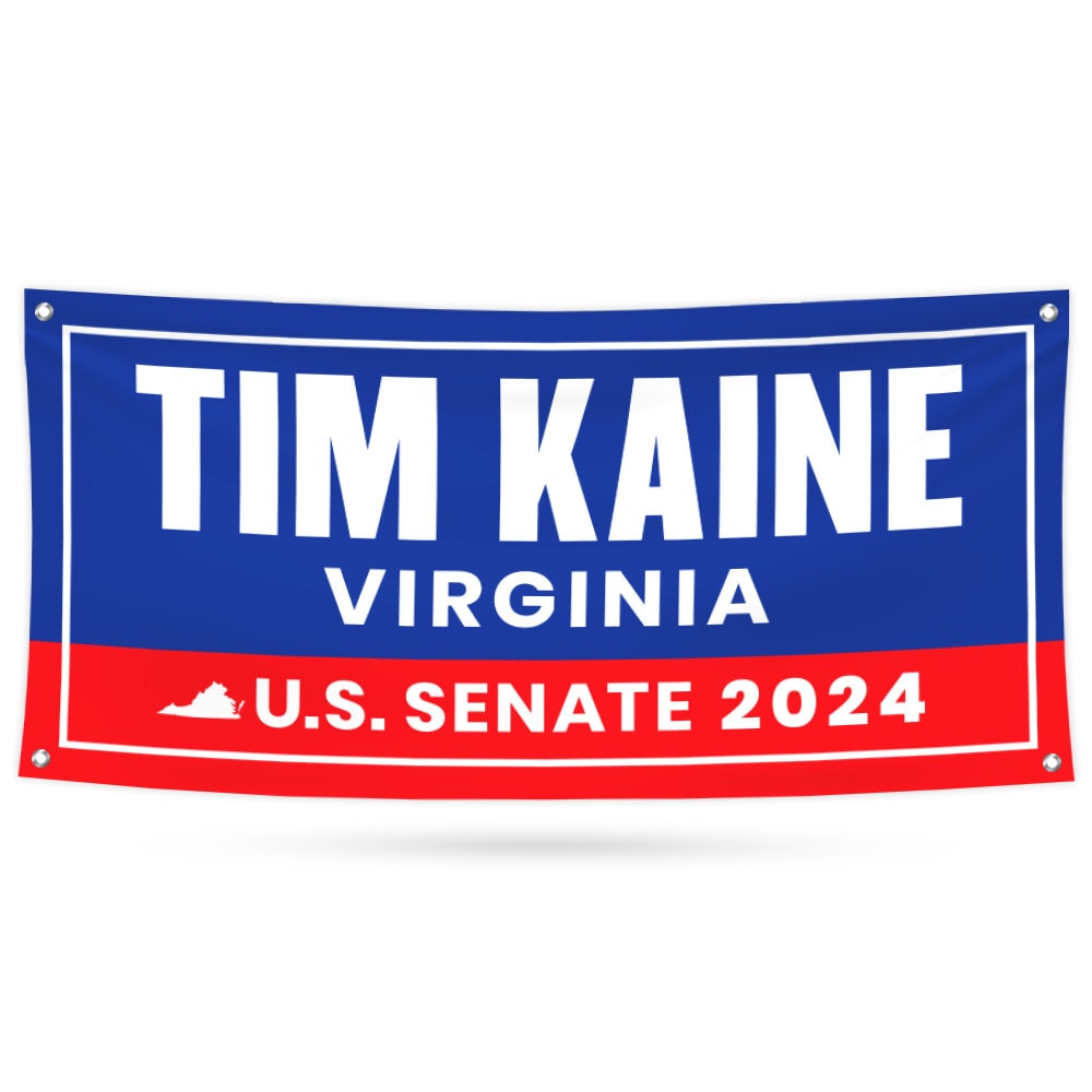 a blue and red banner with the name of the state of virginia